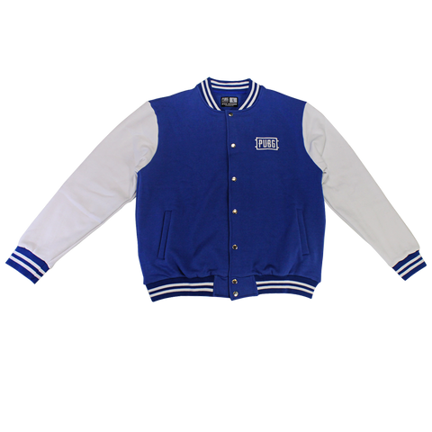 Blue white varsity jacket